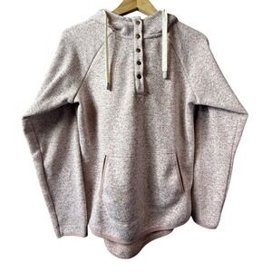 THREAD AND SUPPLY Women's Speckled Pink Henley Hoodie Pullover Size L